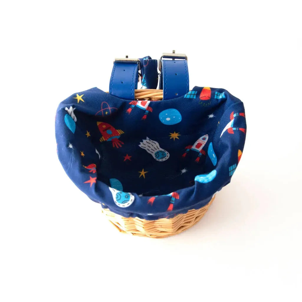 #colour_blue rocket,Beep Rocket Bike Basket Top|Wicker kids bike basket for carrying toys and treasures