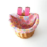 #colour_retro flowers,Beep Retro Flowers Bike Basket Top|Wicker kids bike basket for carrying toys and treasures