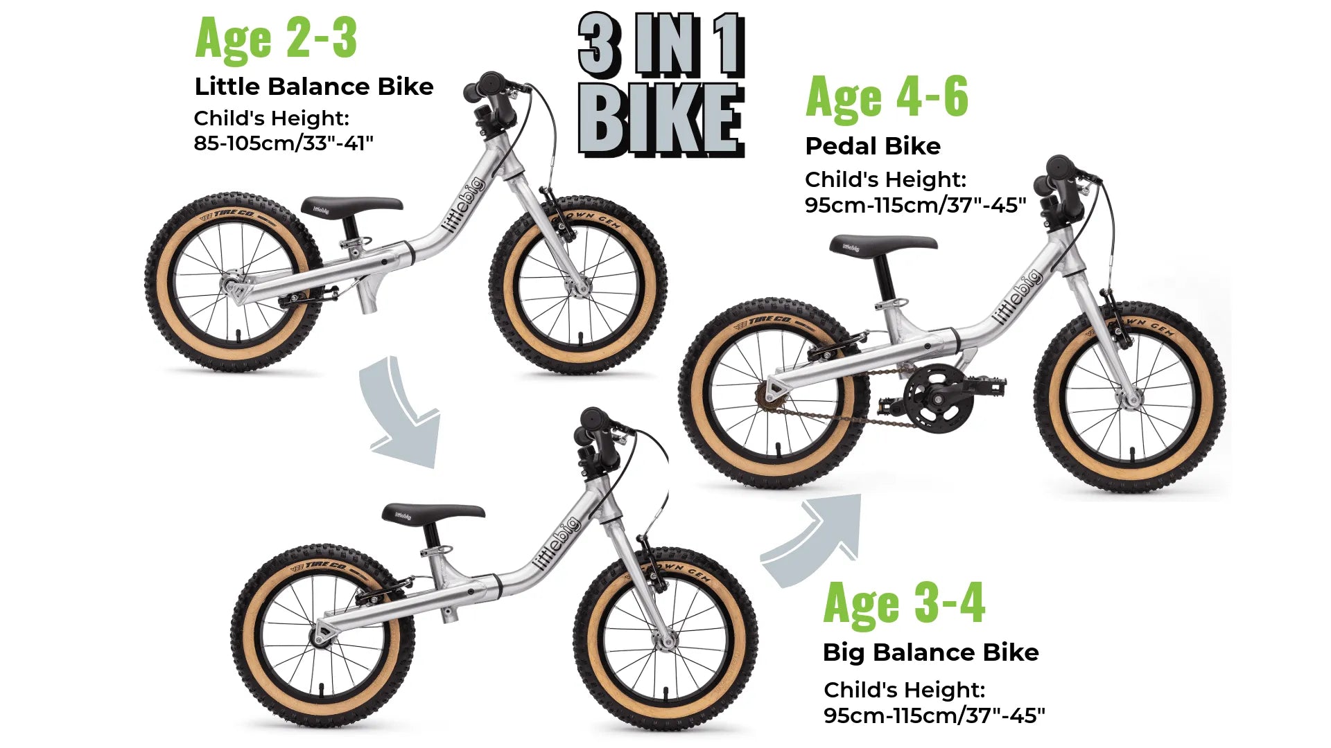 #colour_silver storm,3 in 1 convertible balance bike | Your child will learn to balance and pedal all on one trusted bike. 