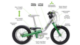 #colour_jungle green, 3 in 1 convertible balance bike |  Features and height range from little balance bike to big pedal bike