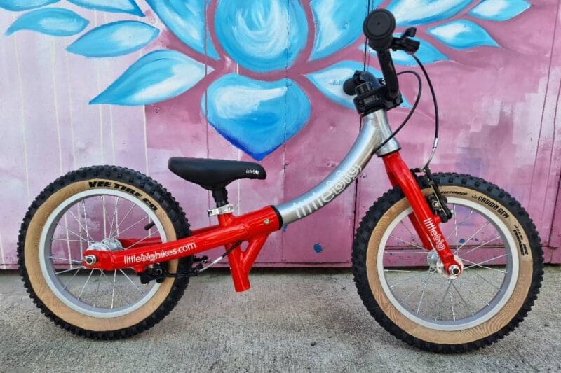Vee Tyre Upgrade on Flame Red LittleBig 14 inch balance bike